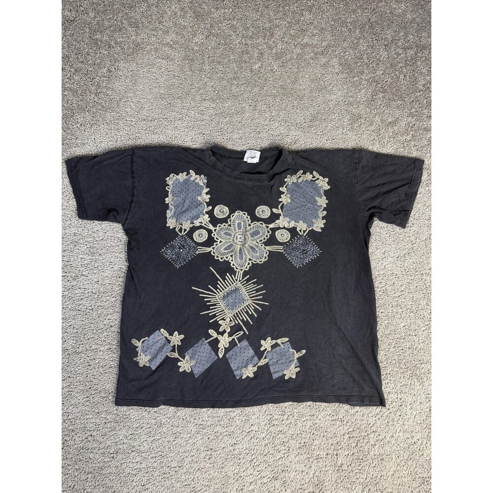 VTG Fast Fashion California Shirt Mens One Size Black Floral Embroidered Graphic